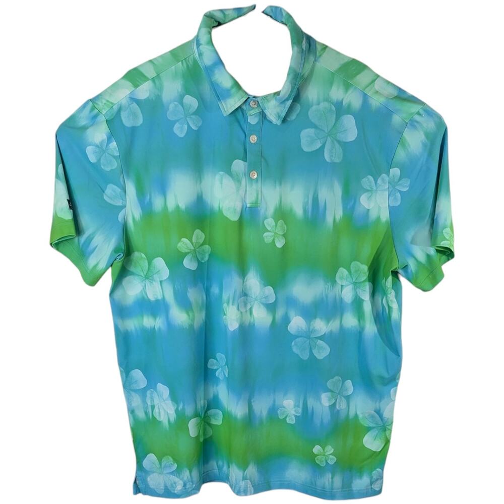 Sunday Swagger Mens Golf Polo Shirt 2xl Green 4 Leaf Clover Lucky Blue Patricks
